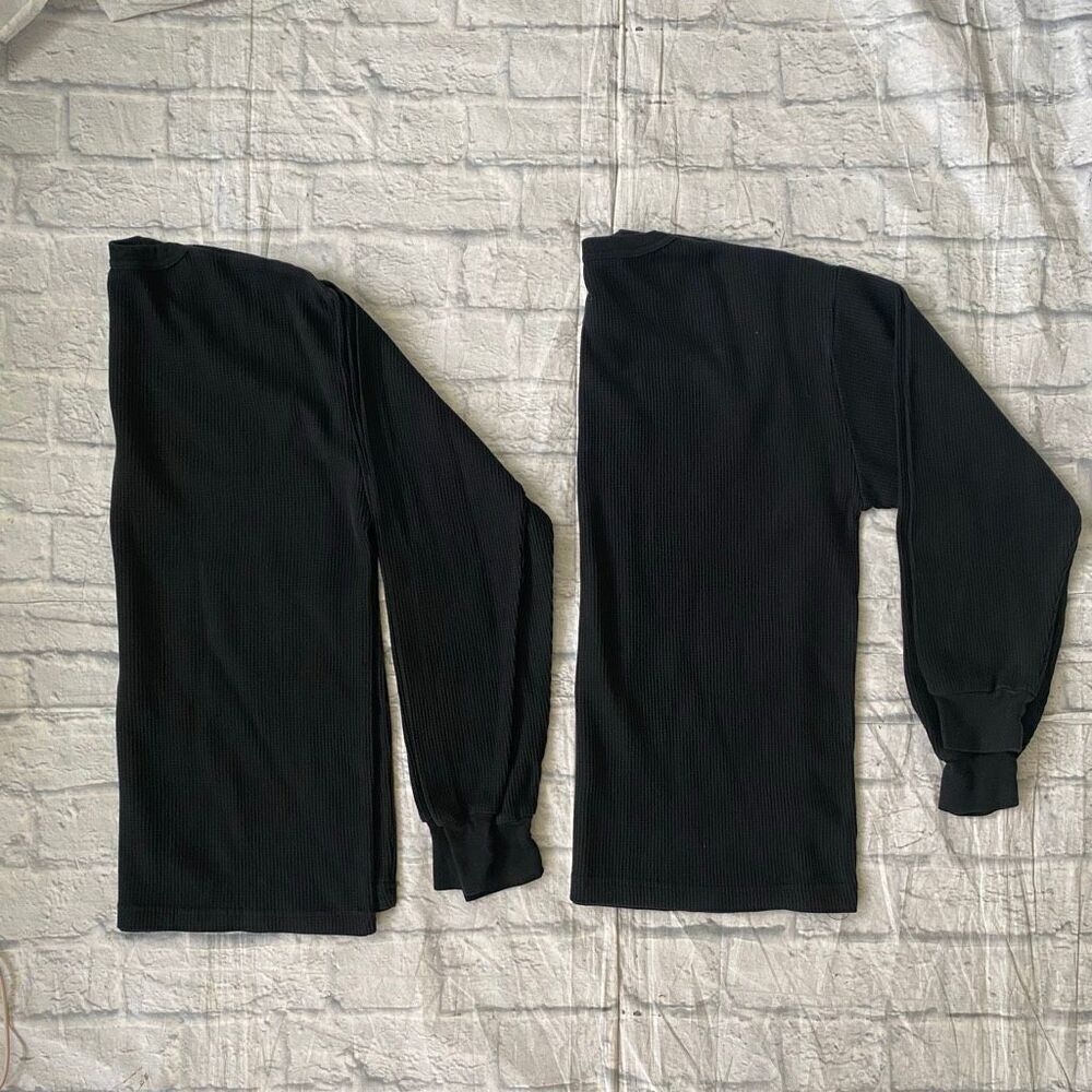Rothco men XL crewnwck longsleeve waffle print thermal shirt 2 bundle black